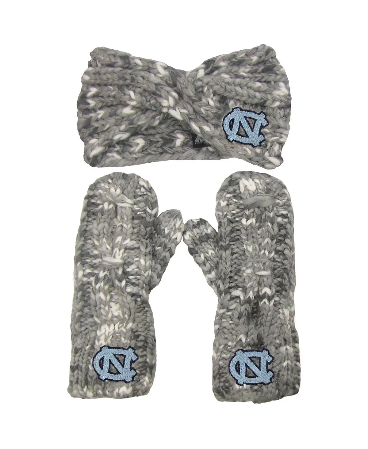 Womens ZooZatz North Carolina Tar Heels Logo Marled Headband and Mitten Set 6990₽