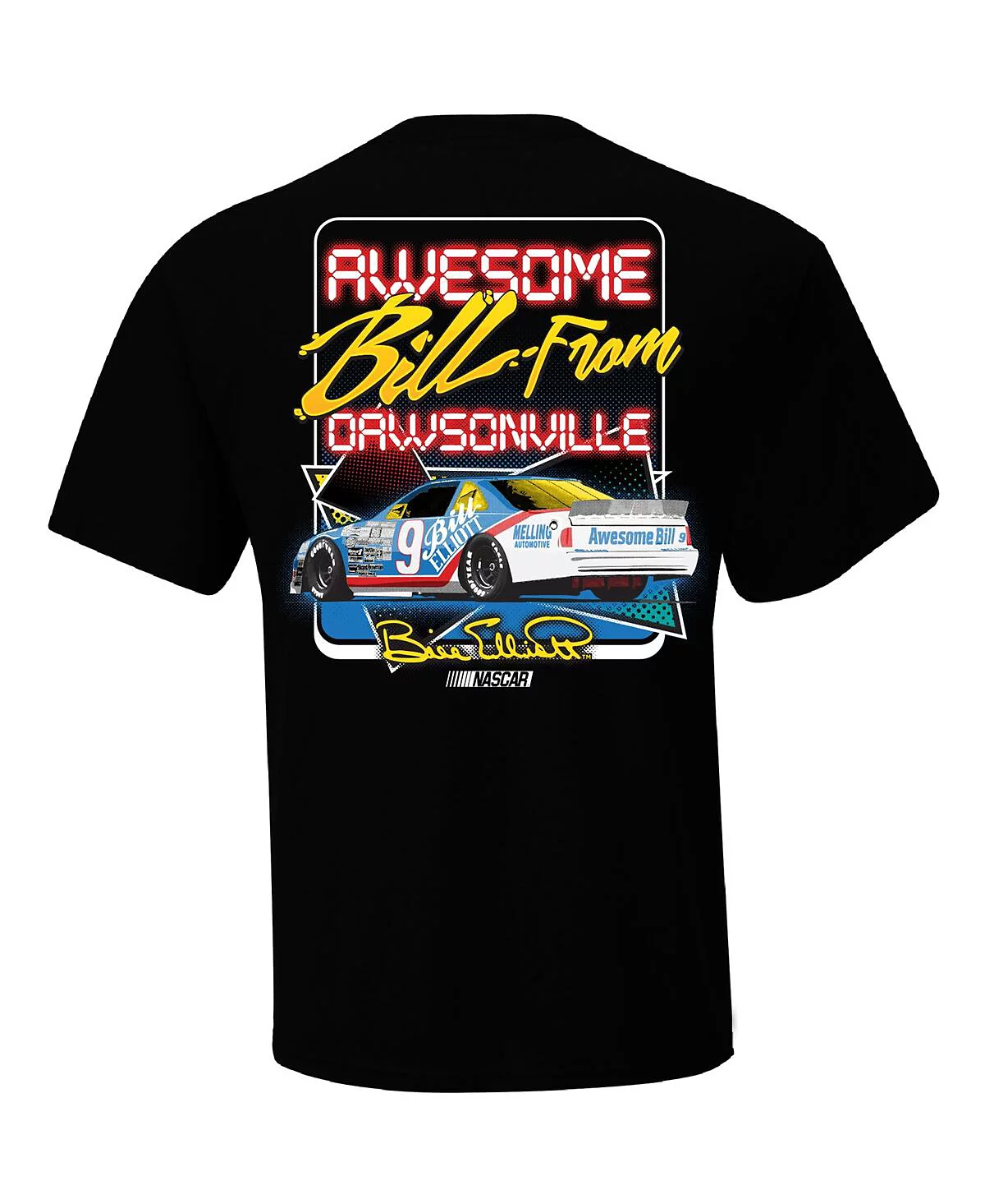 Mens Checkered Flag Sports Black Bill Elliott Dawsonville Two-Sided T-shirt 4790₽