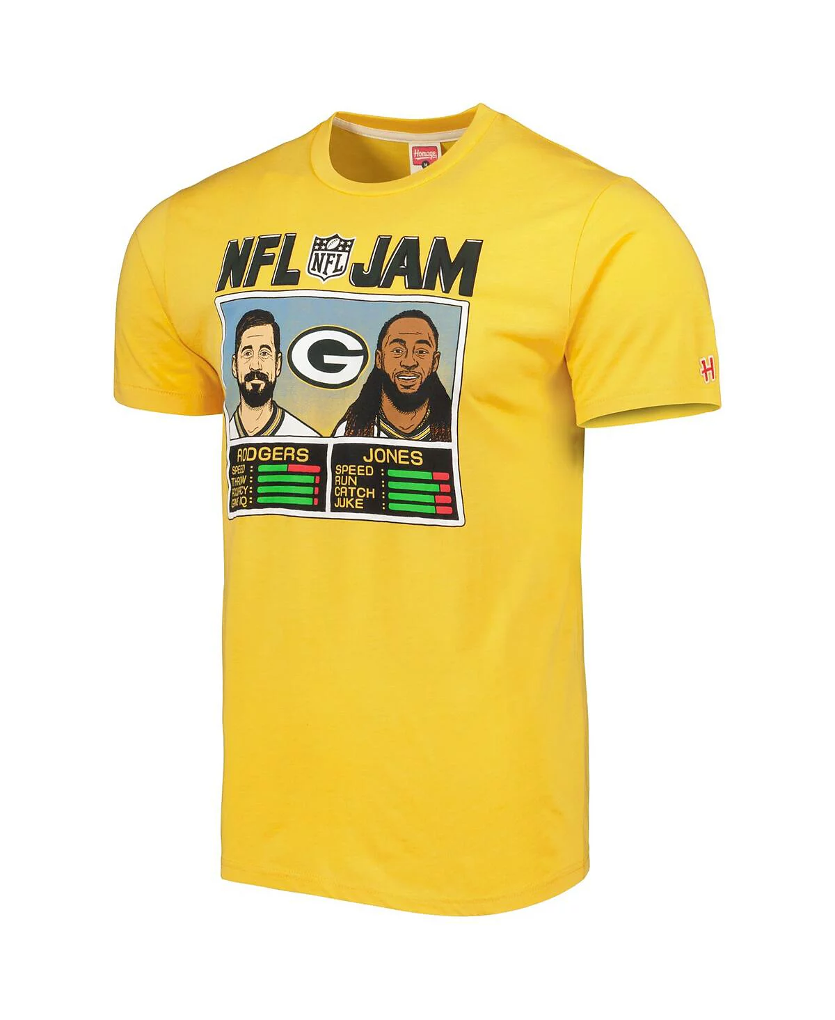 Mens Homage Aaron Rodgers and Aaron Jones Heather Gold Green Bay Packers NFL Jam Tri-Blend T-shirt 7190₽