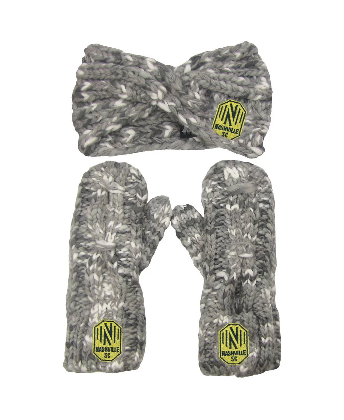 Women's ZooZatz Gray Nashville SC Marled Headband and Mittens Set