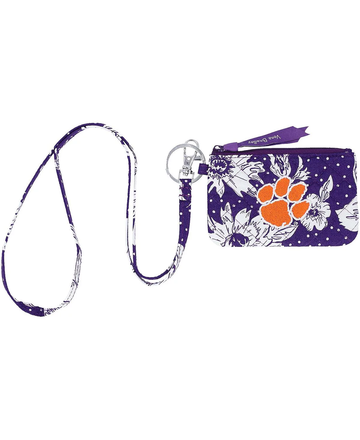 Женский ремешок Vera Bradley Clemson Tigers Rain Garden на молнии для идентификации личности