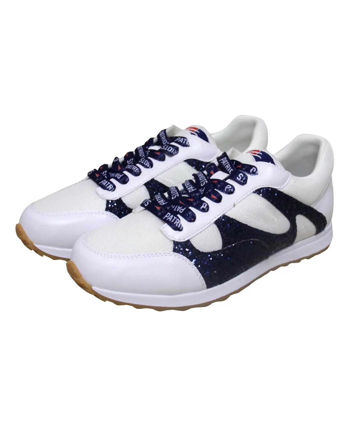 Женские темно-белые кроссовки New England Patriots с блестками