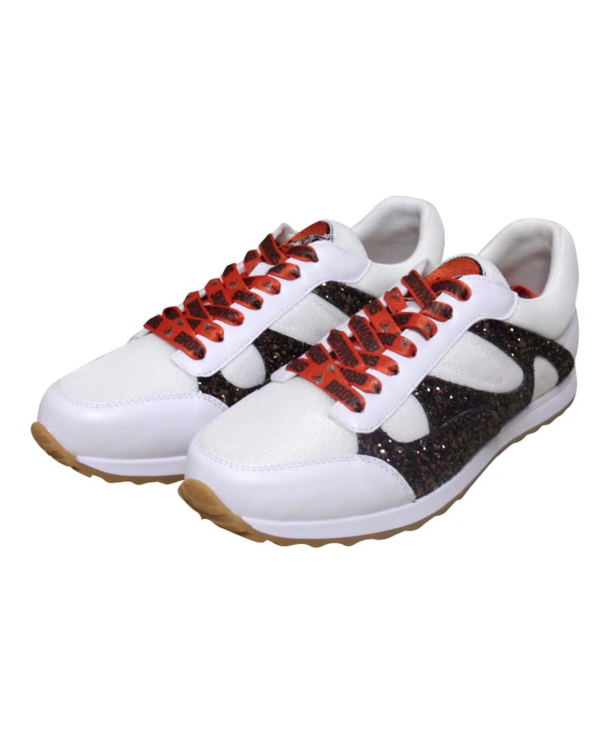 Женские темно-коричневые кроссовки Cleveland Browns с блестками