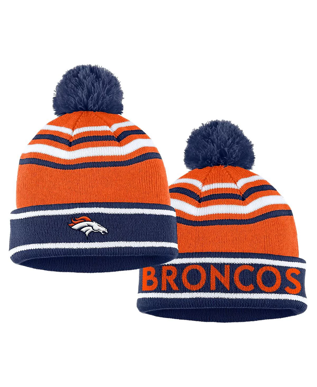 Женская ОДЕЖДА от Erin Andrews оранжевого цвета Denver Broncos вязаная шапка в цветоблок с манжетами помпоном и шарфом в комплекте 10690₽
