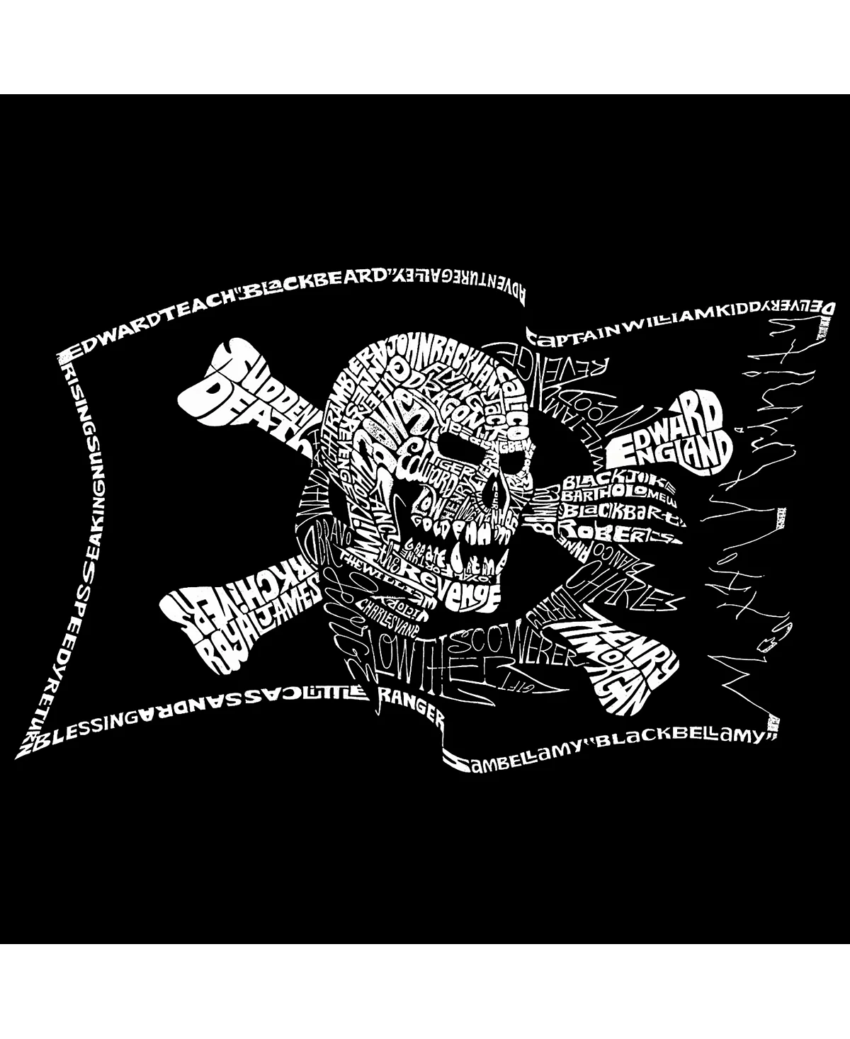 LA Pop Art Mens Word Art Famous Pirate Captains And Ships Crewneck Sweatshirt 7590₽