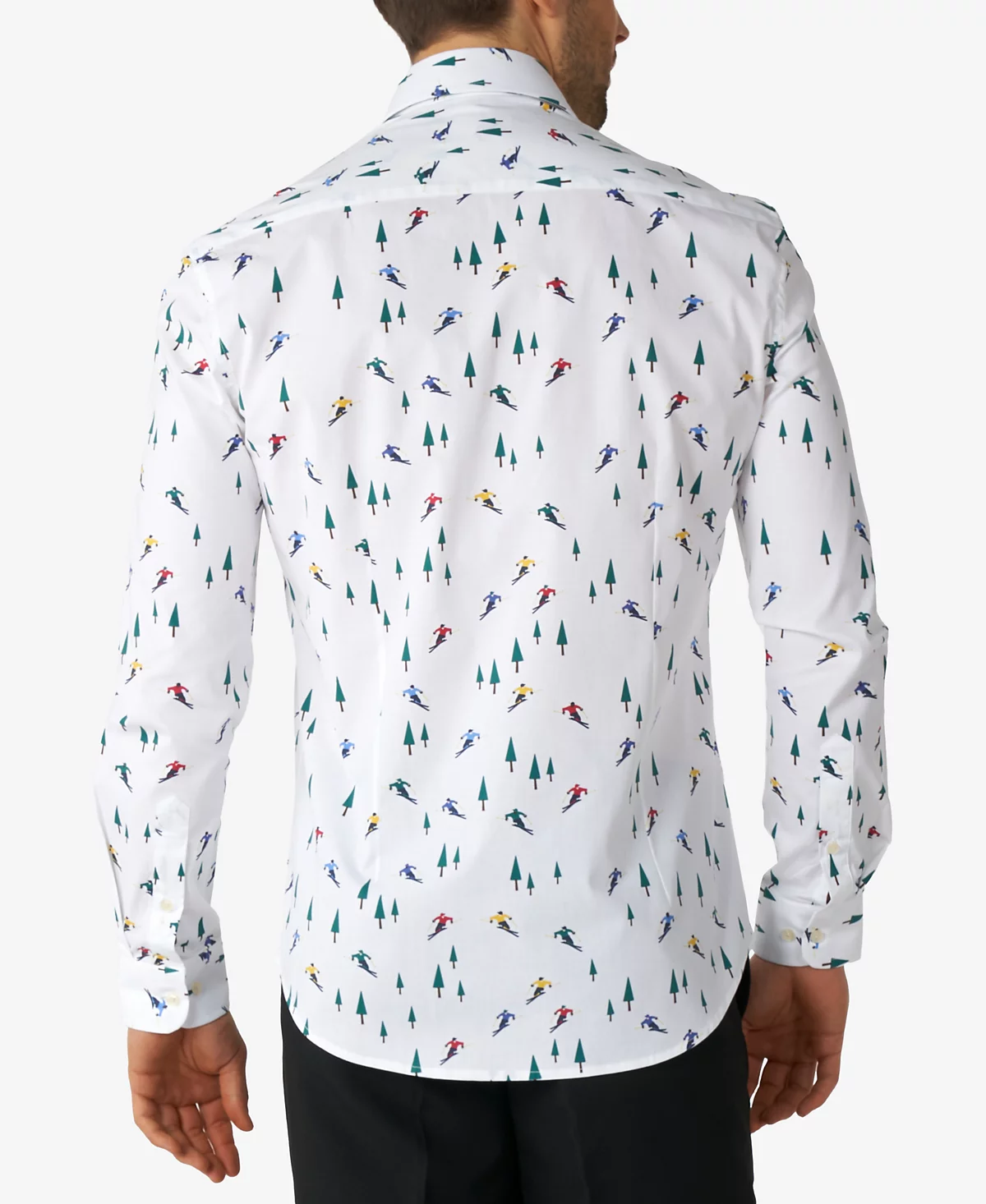 OppoSuits Mens Christmas Shirt - Winter Sports Icons Button Up Dress Shirt - Slim Fit - White - Long sleeve 9490₽