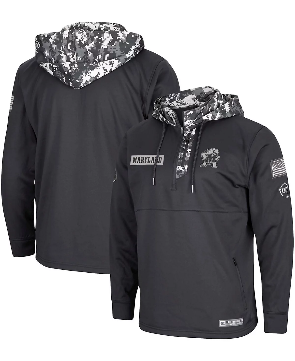 Mens Colosseum Charcoal Maryland Terrapins OHT Military-Inspired Appreciation Digital Camo Quarter-Zip Hoodie 10690₽