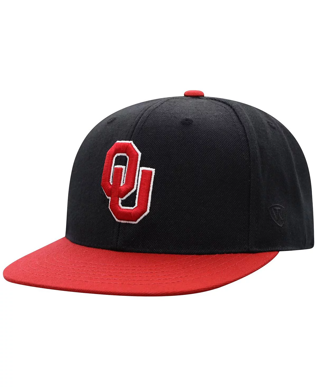 Mens Top of the World Black Crimson Oklahoma Sooners Team Color Two-Tone Fitted Hat 5090₽