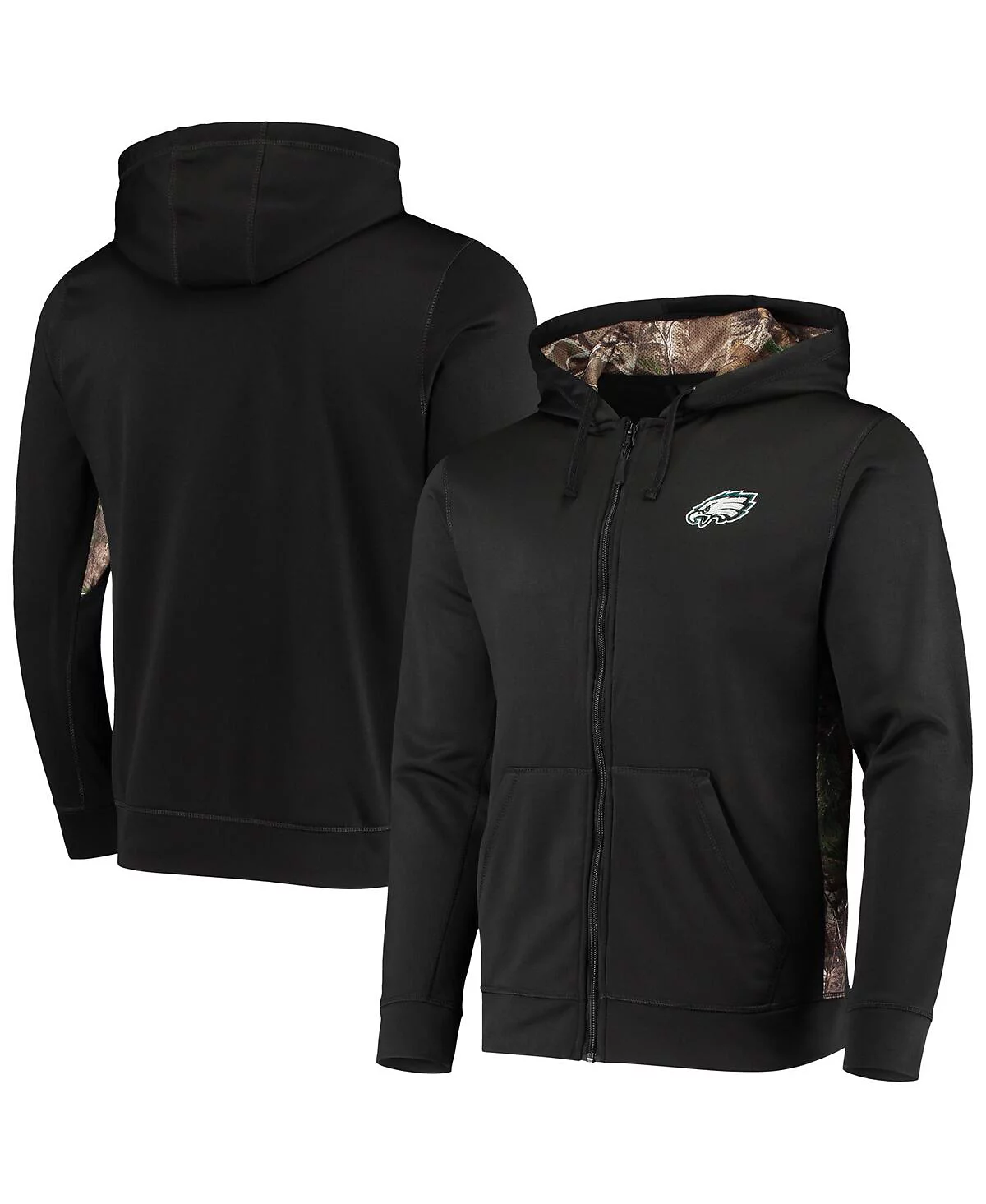 Men's Dunbrooke Black, Realtree Camo Philadelphia Eagles Decoy Tech Fleece Full-Zip Hoodie