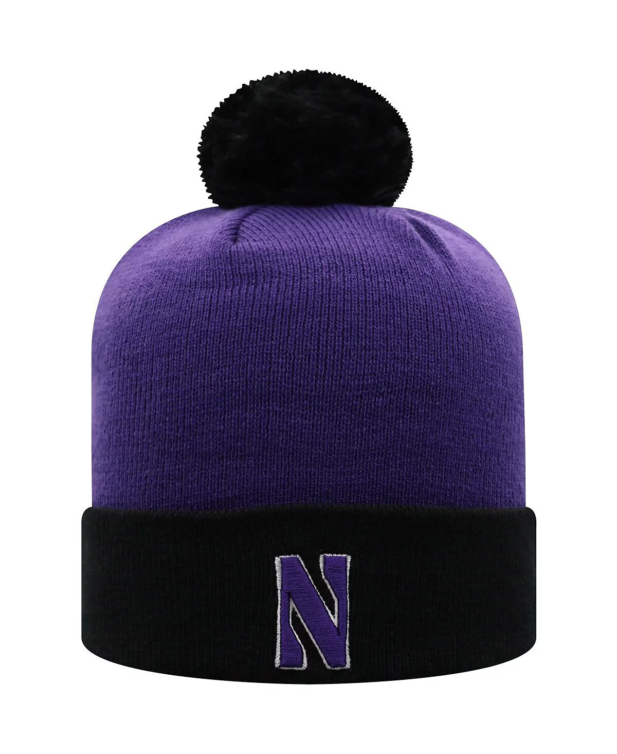 Mens Top of the World Purple and Black Northwestern Wildcats Core 2-Tone Cuffed Knit Hat with Pom 3190₽