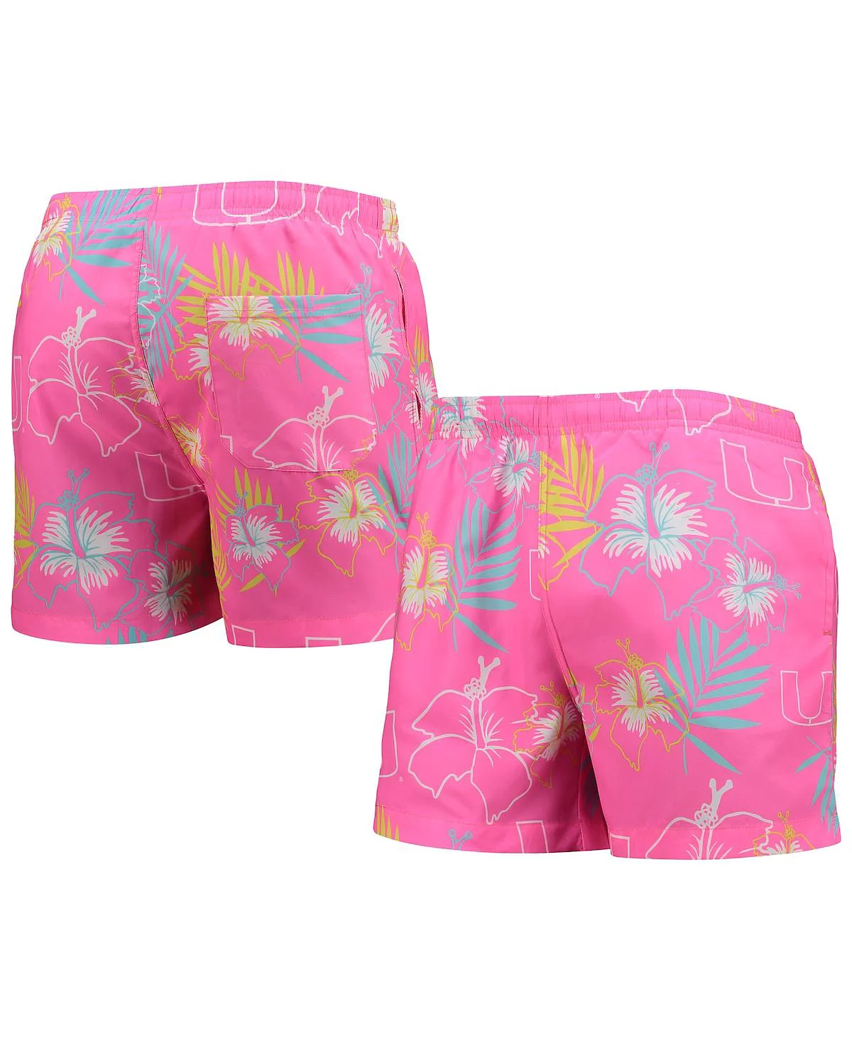 Mens FOCO Pink Miami Hurricanes Neon Floral Swim Trunks 6990₽