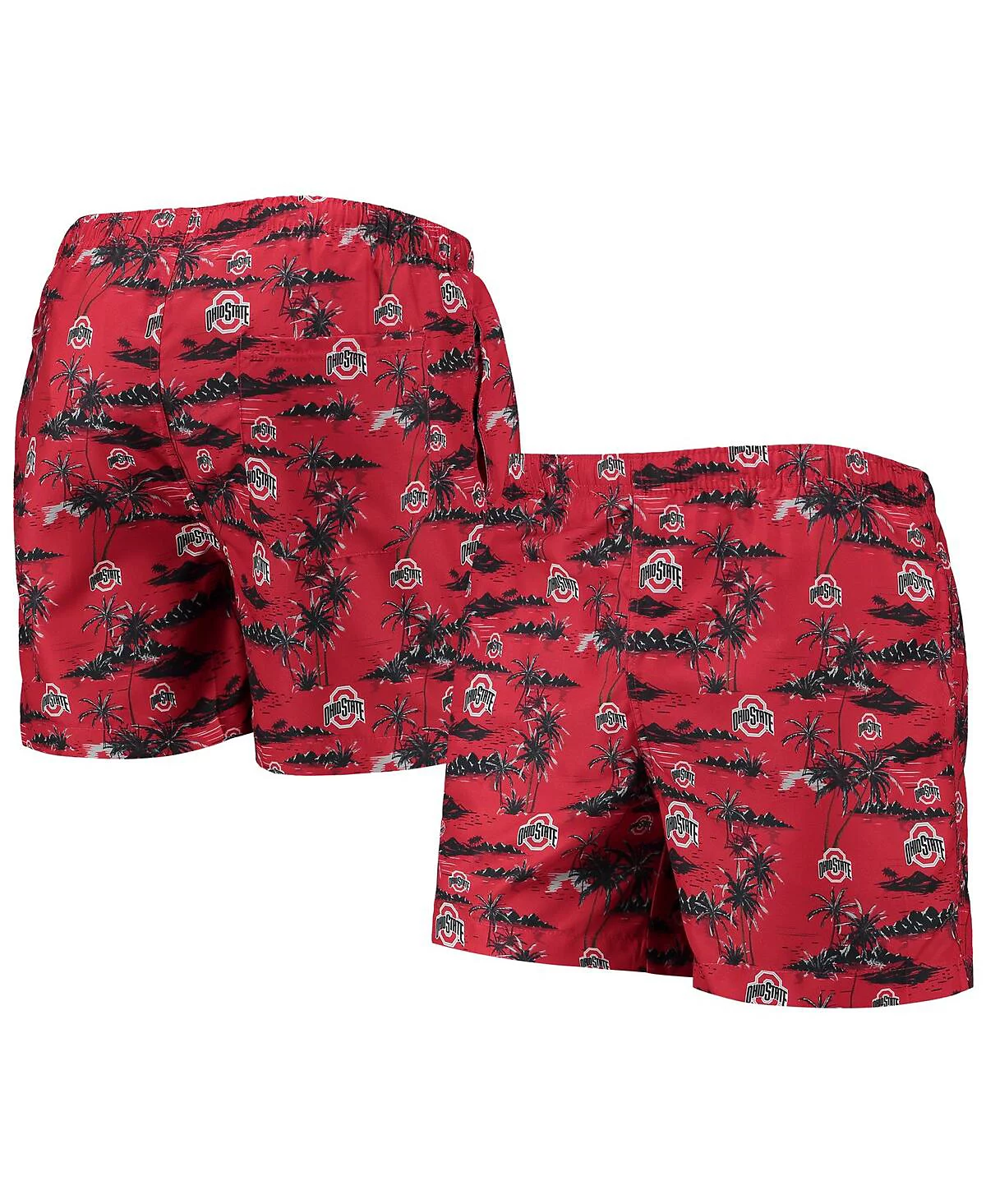 Mens FOCO Scarlet Ohio State Buckeyes Island Palm Swim Trunks 6990₽