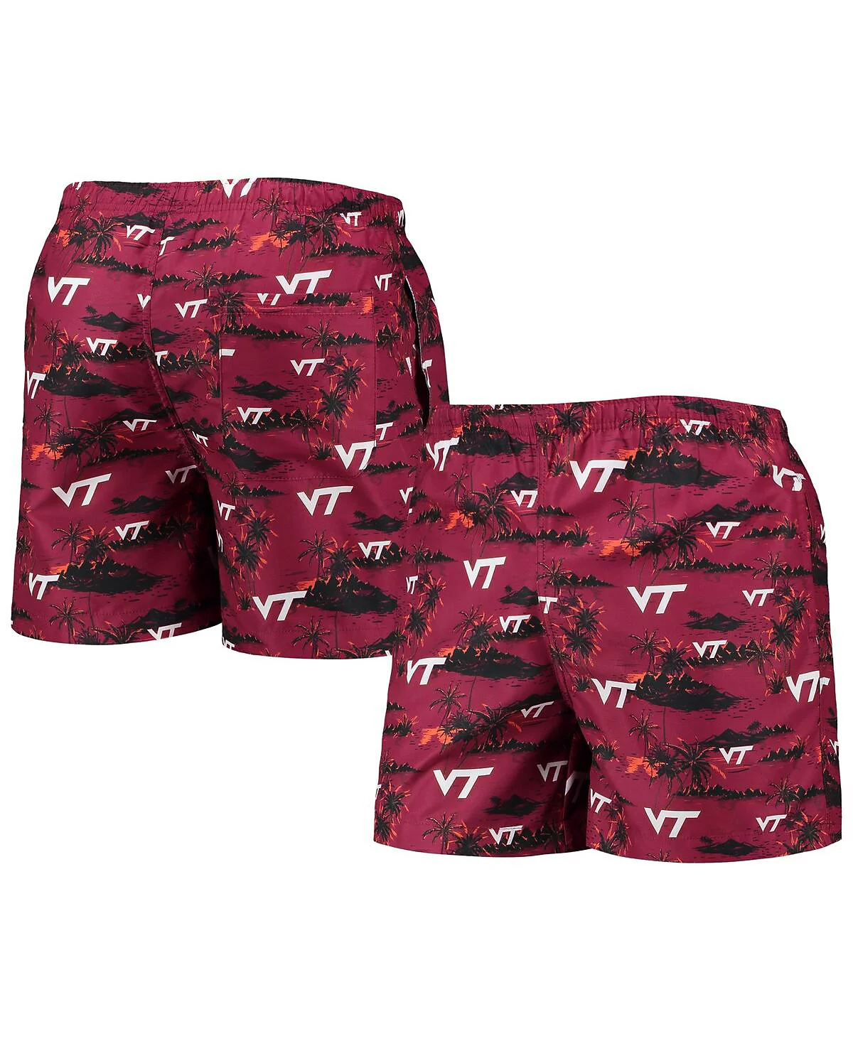 Mens FOCO Maroon Virginia Tech Hokies Island Palm Swim Trunks 6990₽