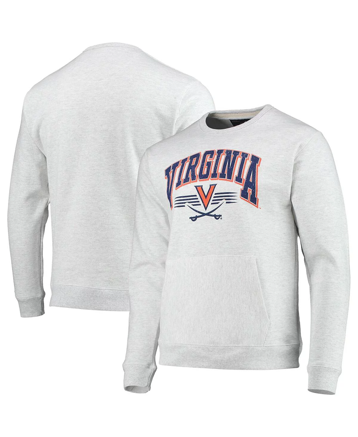 Mens League Collegiate Wear Heathered Gray Virginia Cavaliers Upperclassman Pocket Pullover Sweatshirt 9090₽