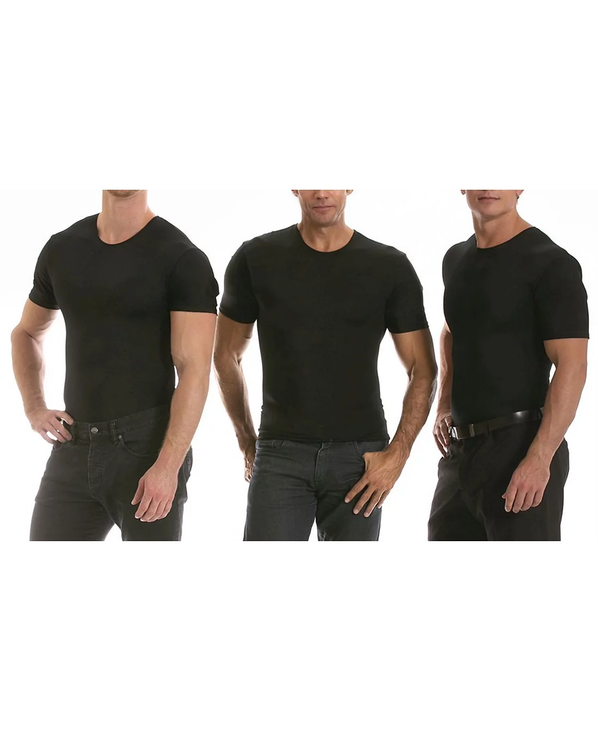 Insta Slim Mens 3 Pack Compression Short Sleeve Crew-Neck T-Shirts 44290₽