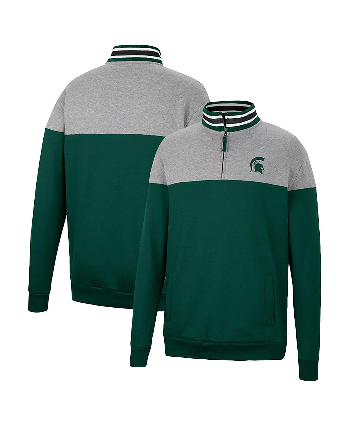 Mens Colosseum Green Heather Gray Michigan State Spartans Be the Ball Quarter-Zip Top 8590₽