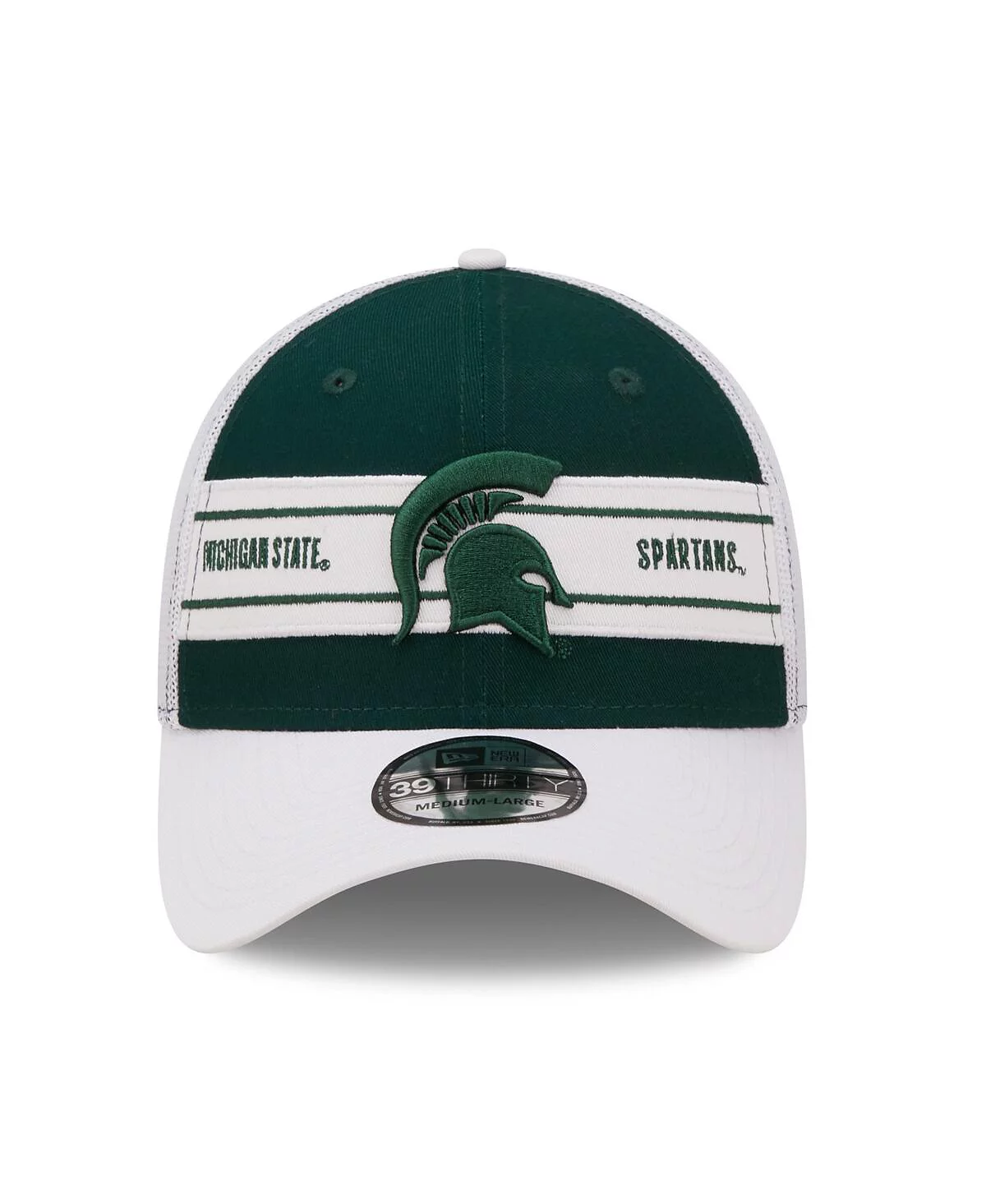 Mens New Era Green White Michigan State Spartans Banded 39THIRTY Flex Hat 5290₽