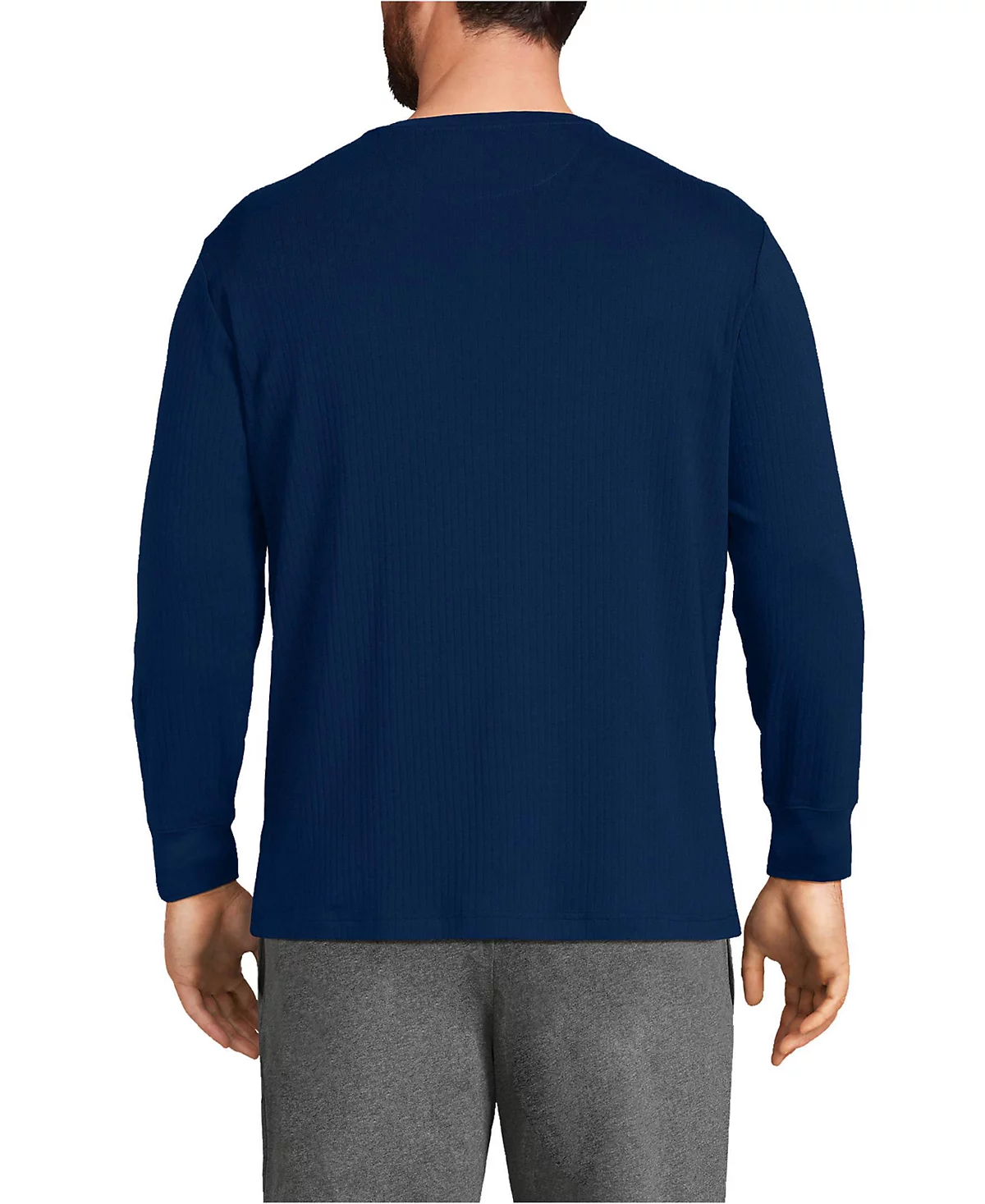 Футболка Henley из трикотажной пижамы в рубчик Lands' End Big & Tall