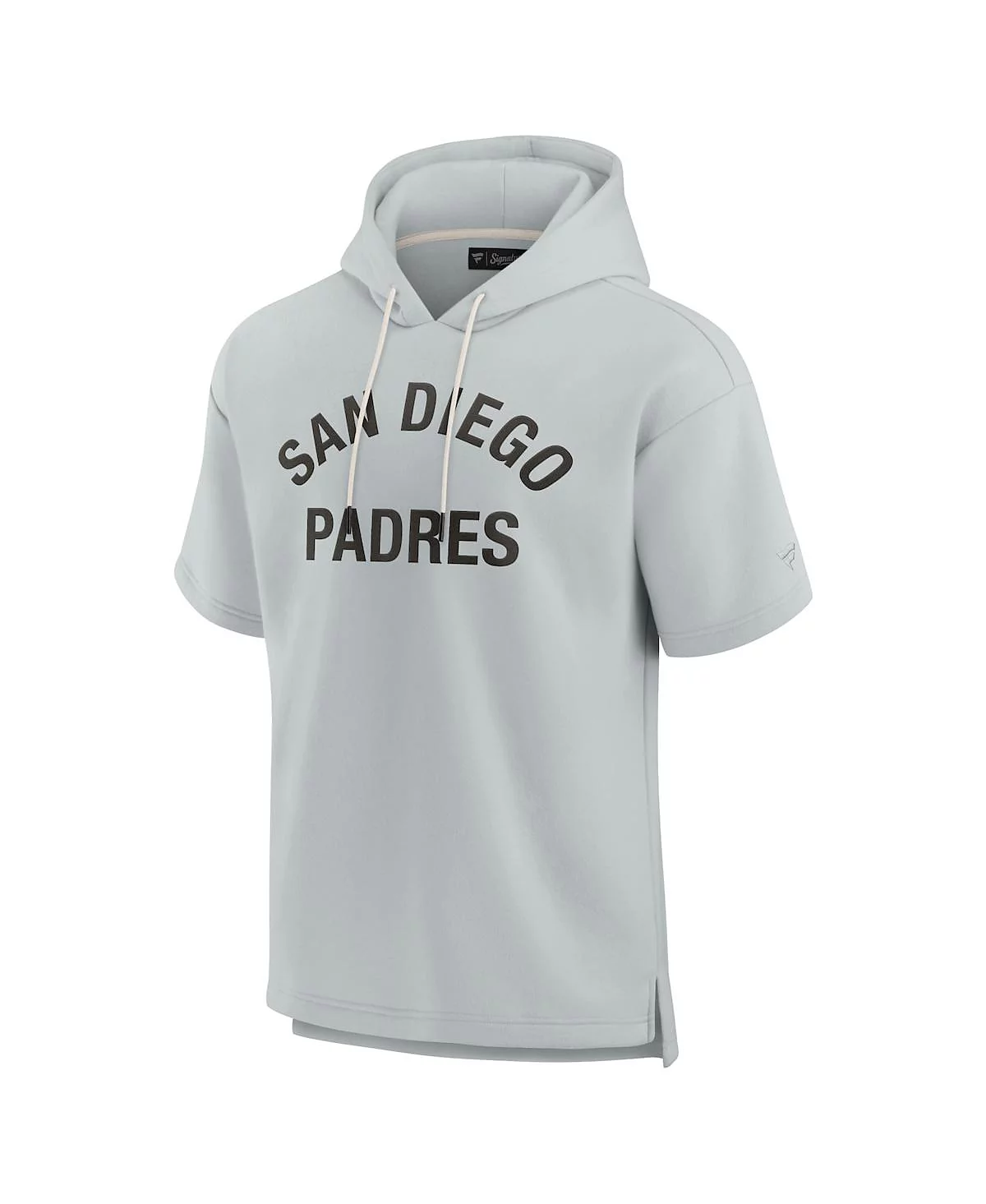 Мужская и женская толстовка Fanatics фирменного серого цвета San Diego Padres с капюшоном из сверхмягкого флиса с коротким рукавом 14290₽