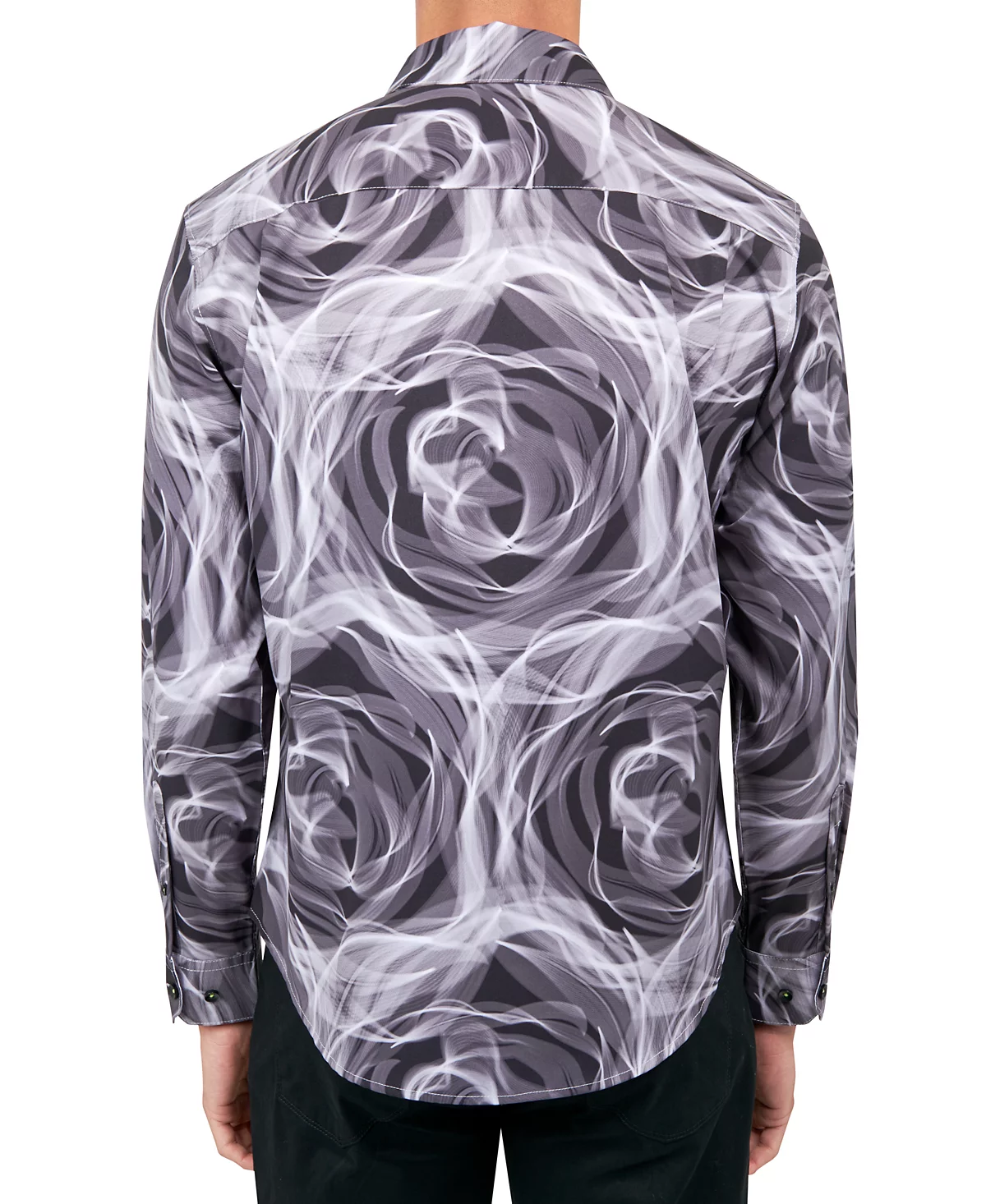 Мужская рубашка Society of Threads обычного покроя из эластичной ткани с абстрактным цветочным рисунком на пуговицах не подверженная глажению 15090₽