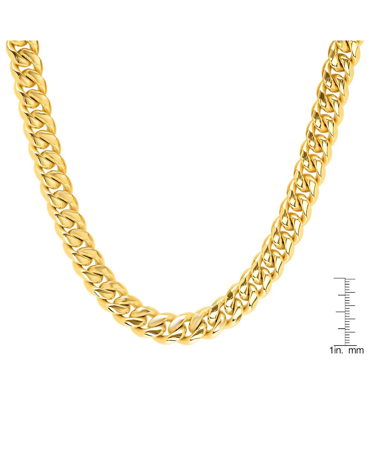 Мужская 18-каратная позолоченная цепочка Steeltime из нержавеющей стали с 30-дюймовым кубинским звеном Miami Cuban Link Chain с 12-миллиметровой коробчатой застежкой для ожерелий