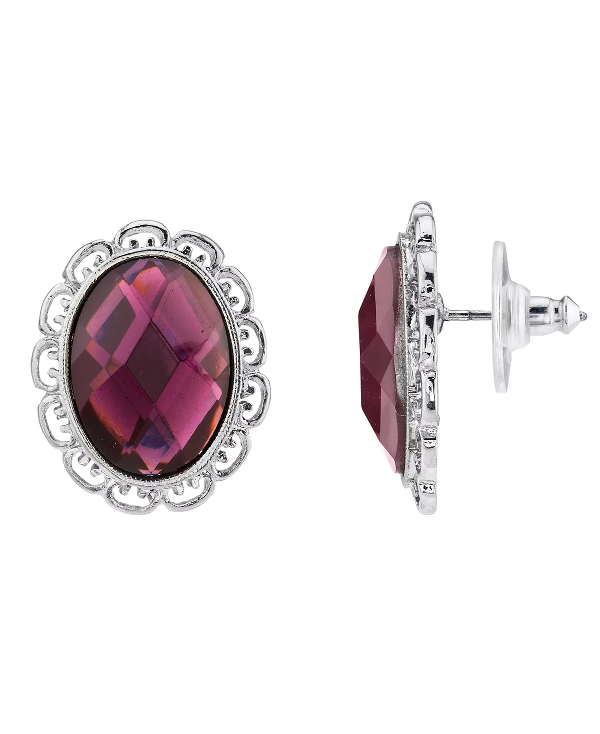 Овальные серьги-пуговицы с гранеными камнями серебристого оттенка 2028 года выпуска 4190₽