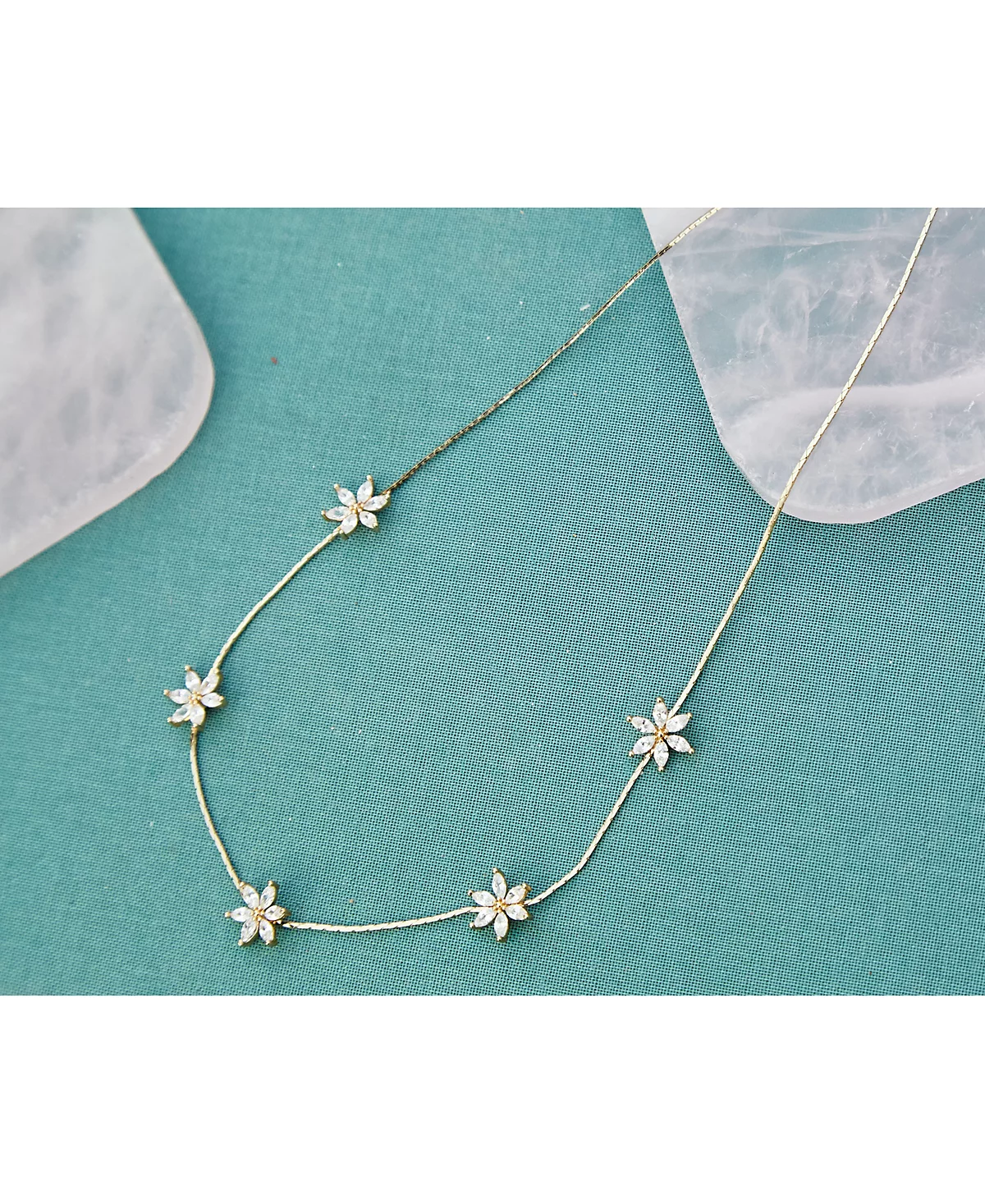 колье lonna - lilly с золотистым хрустальным цветком спереди, удлинитель 16 дюймов + 3 дюйма