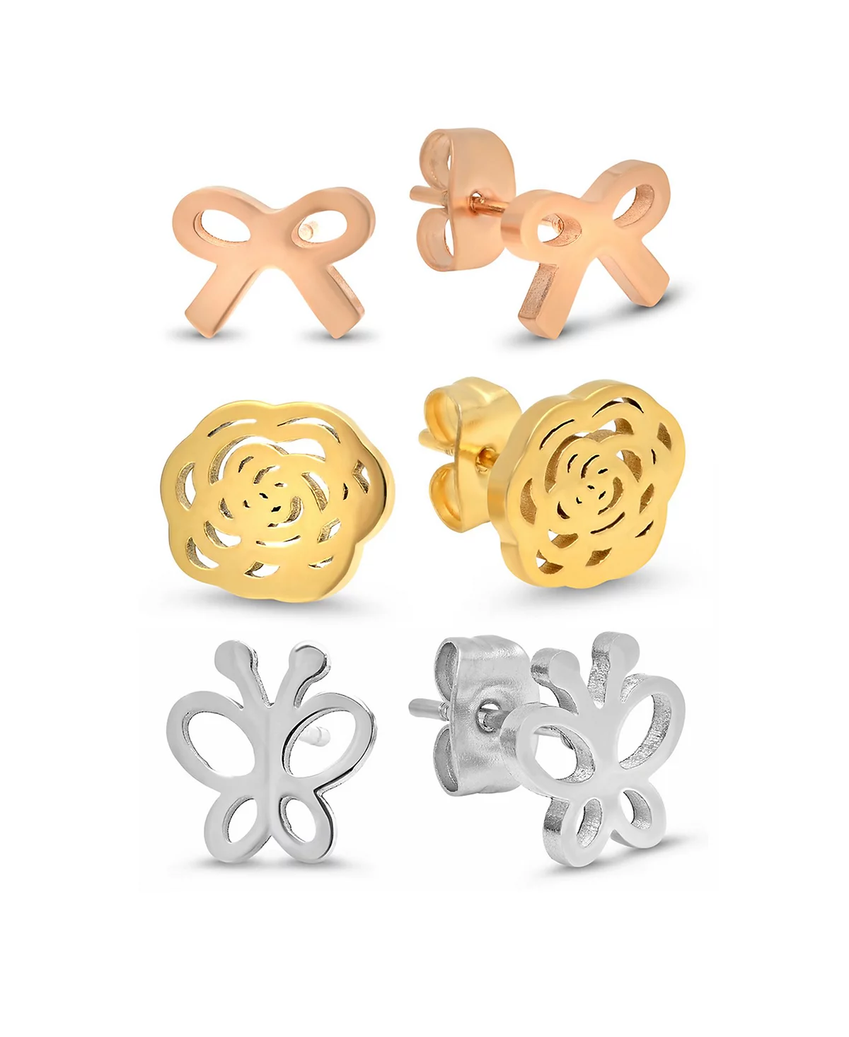 Набор женских трехцветных сережек STEELTIME, 3 штуки