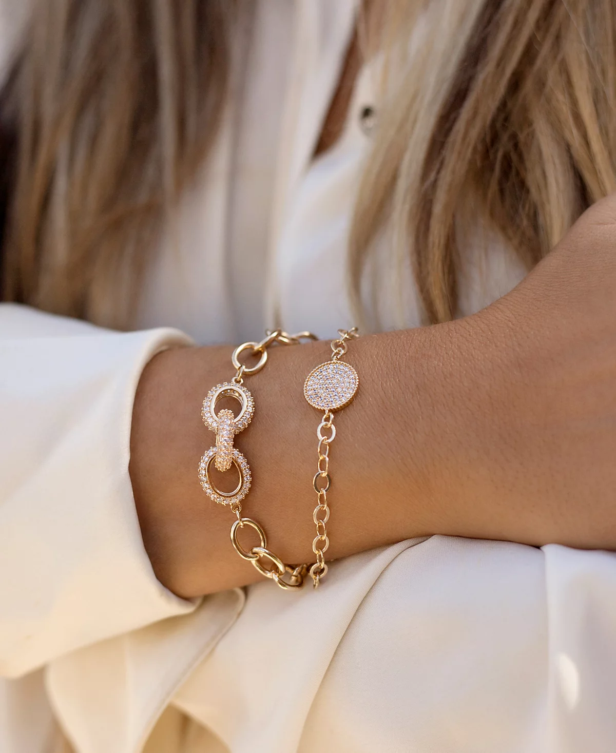 Набор женских браслетов ETTIKA со смешанным хрустальным диском и цепочкой из звеньев 11390₽