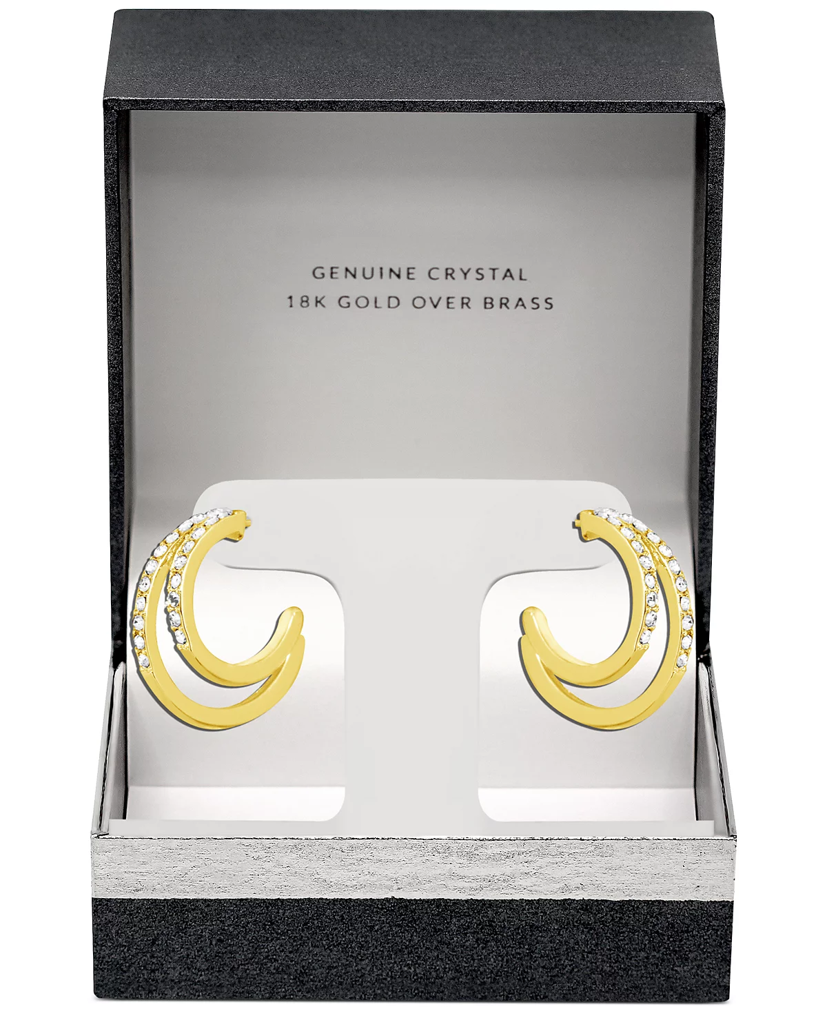 Двойные маленькие серьги-кольца Essentials Crystal в золотой оправе 1 5690₽