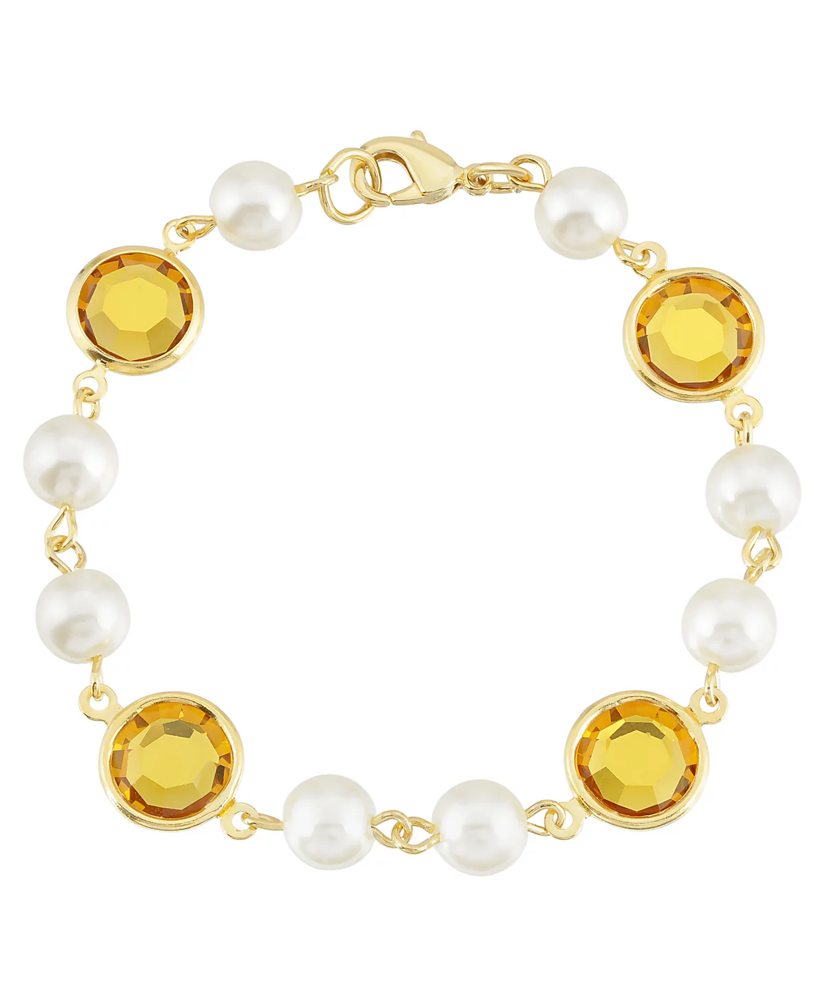 Браслет из искусственного жемчуга золотого оттенка 2028 года с желтыми каналами-звеньями 9090₽