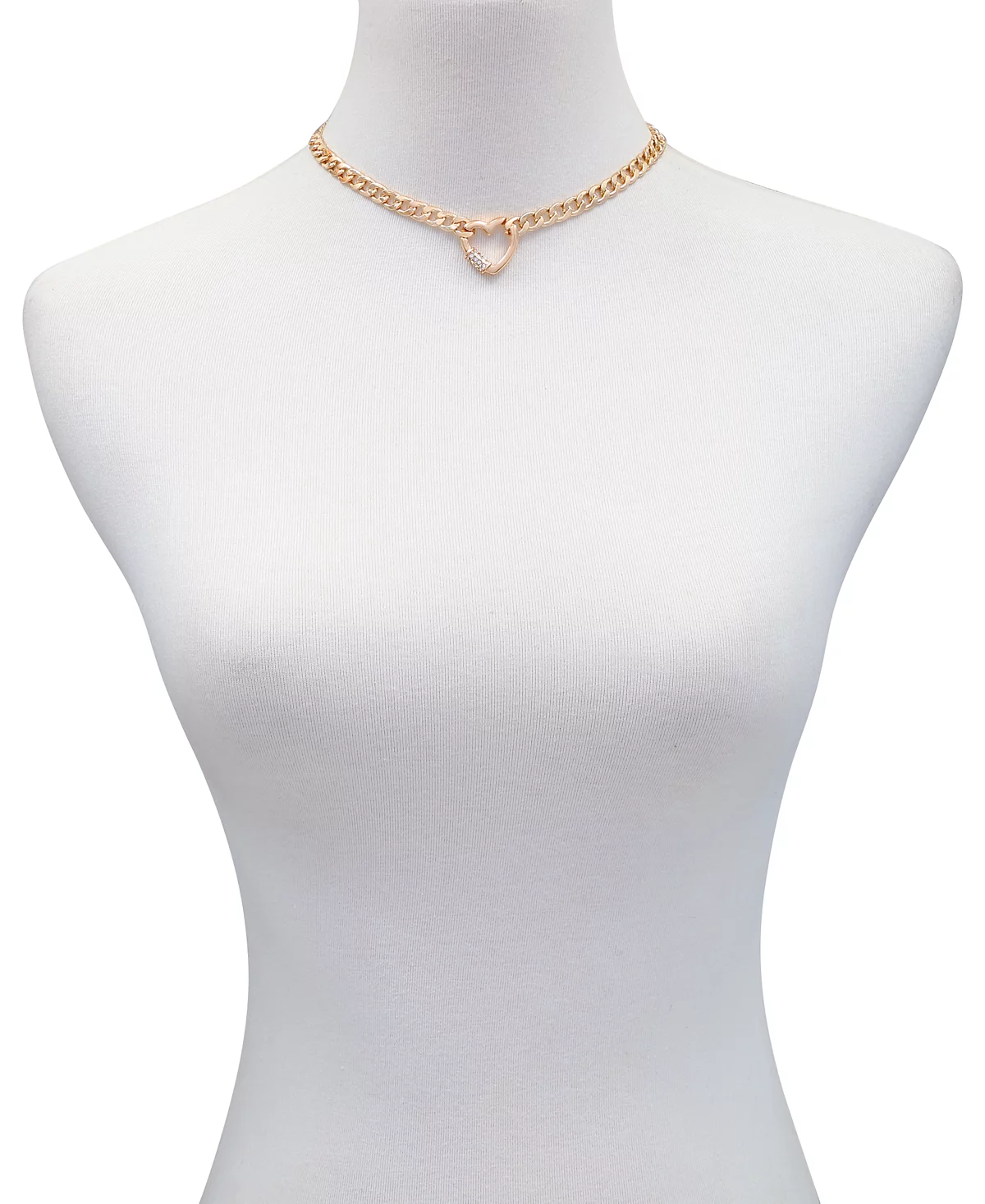 Ожерелье-шарм GUESS с золотым хрустальным сердечком, удлинитель 16 дюймов + 2 дюйма
