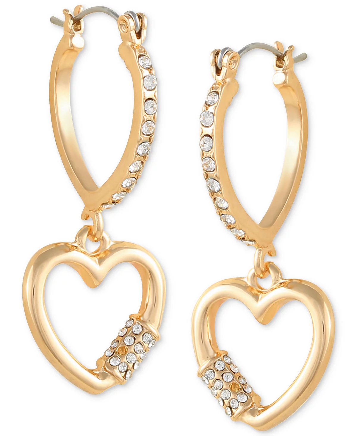 Золотая серьга-обруч GUESS с инкрустацией в виде сердца 1 4790₽