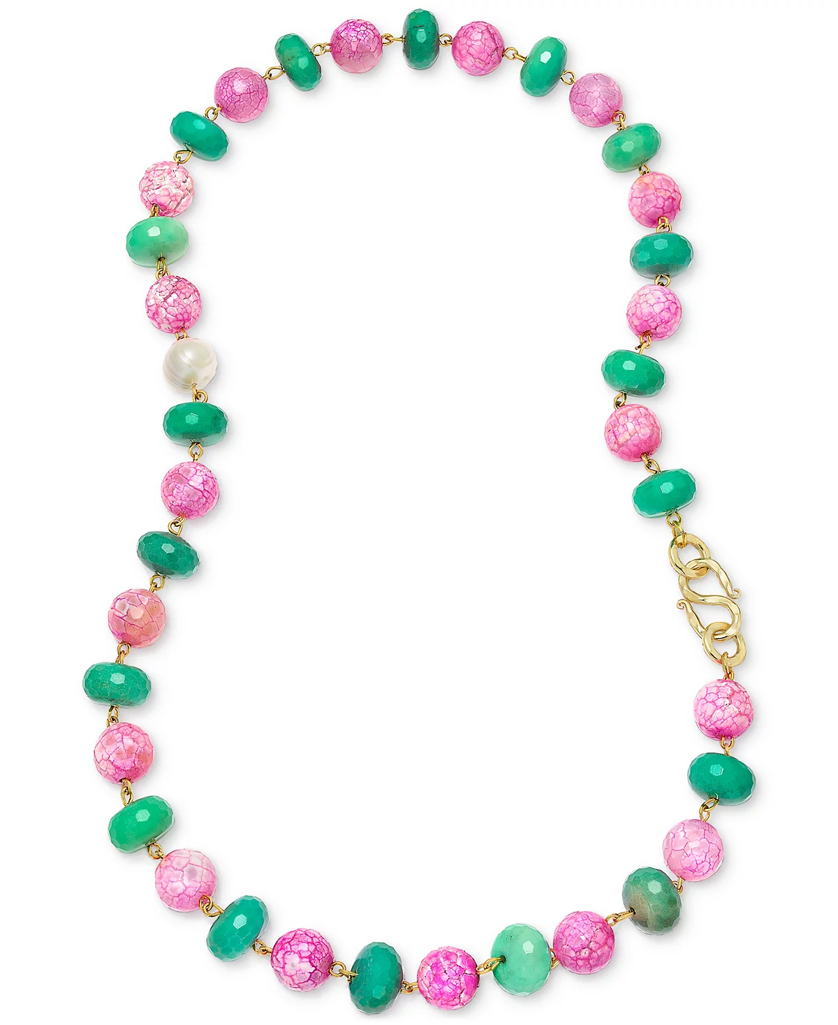 Майкл Гэбриэл разрабатывает золотое колье-ошейник из смешанных бусин диаметром 18 дюймов