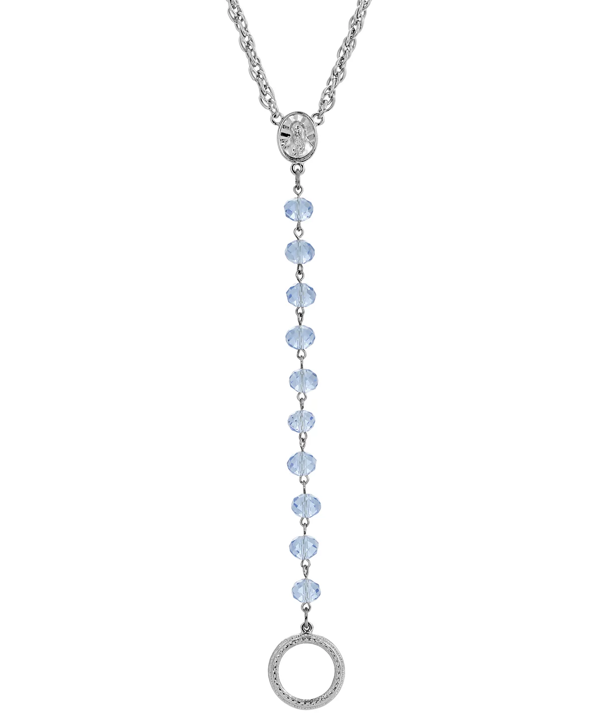 Серебристо-голубое ожерелье с медальоном Мэри из бисера и держателем для очков 9090₽