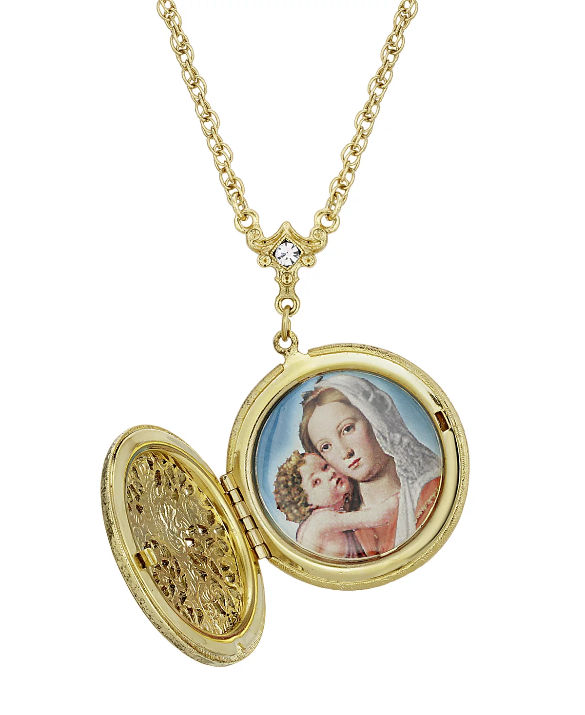 Ожерелье-медальон с круглым крестом из 14-каратного золота с кристаллами 17090₽