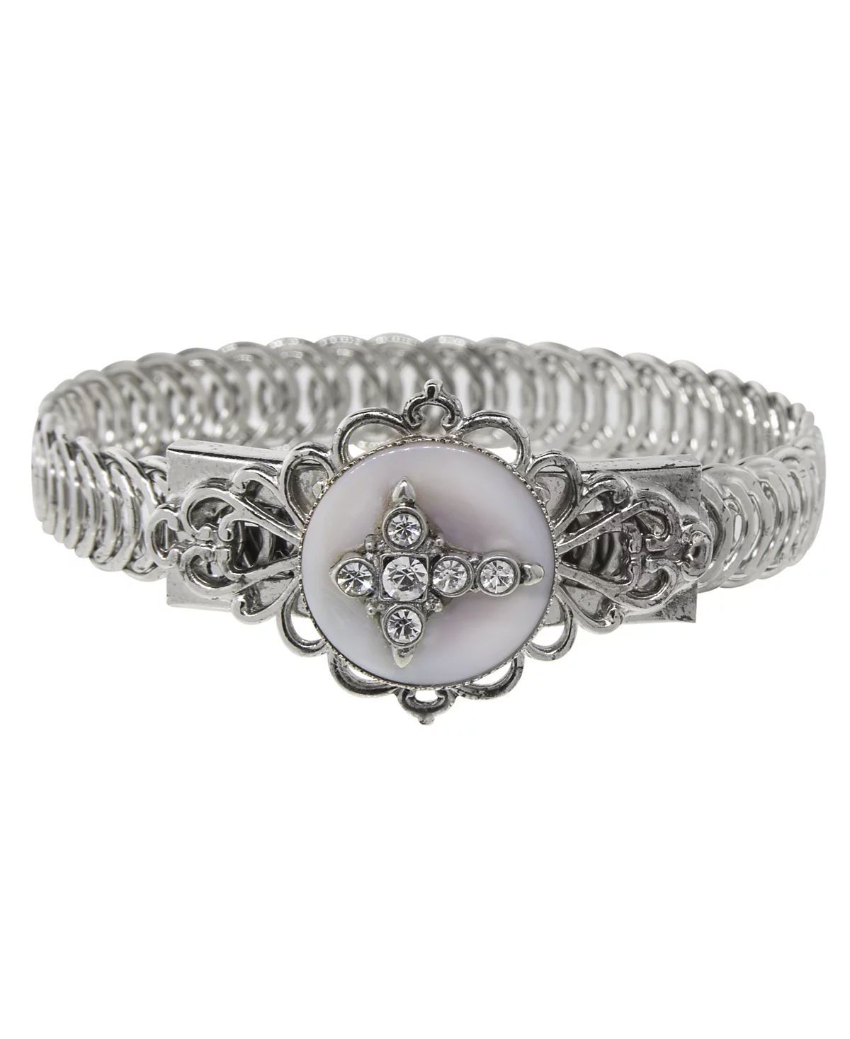 Крест из оловянного хрусталя с перламутровым поясом-браслетом