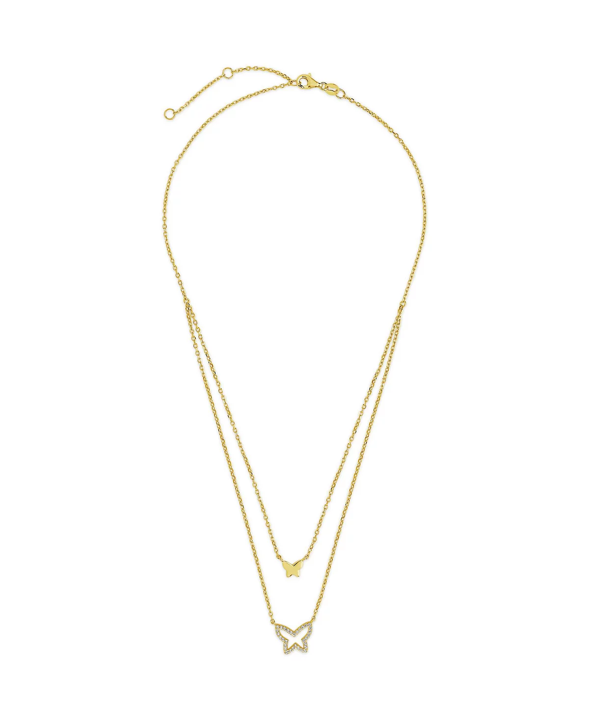 Женское многослойное ожерелье с кубическим цирконием и бабочкой