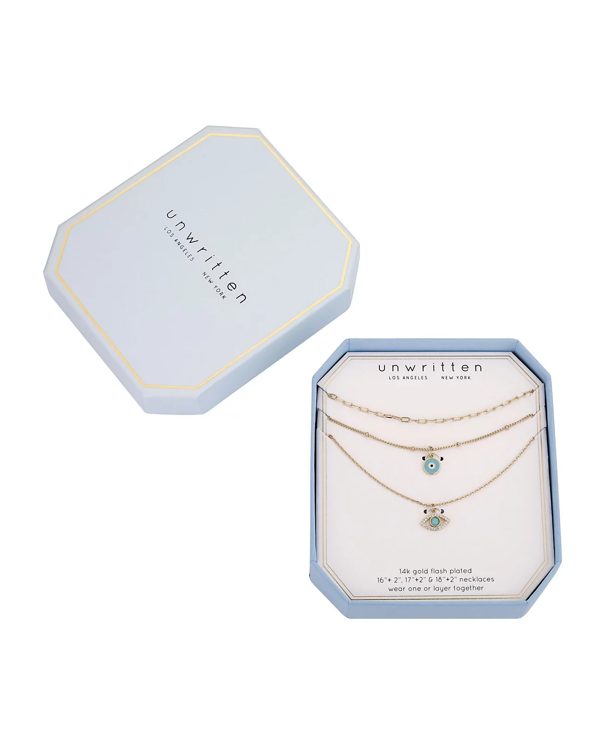 Посеребренный набор многослойных подвесок от сглаза из 3-х частей с бирюзовым кристаллом