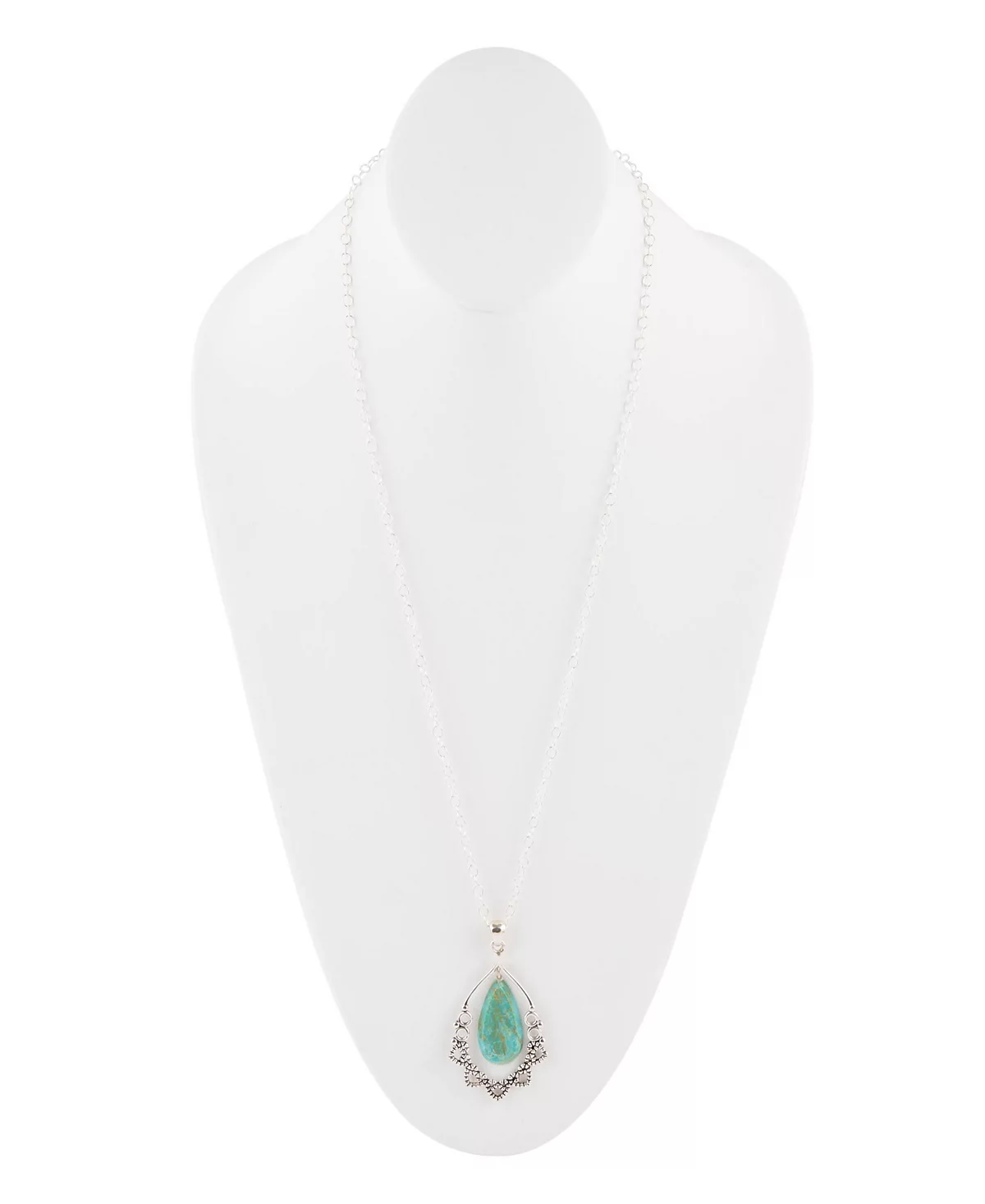 Ожерелье на цепочке из чистого серебра Barse Bazaar с подвеской из натуральной бирюзы