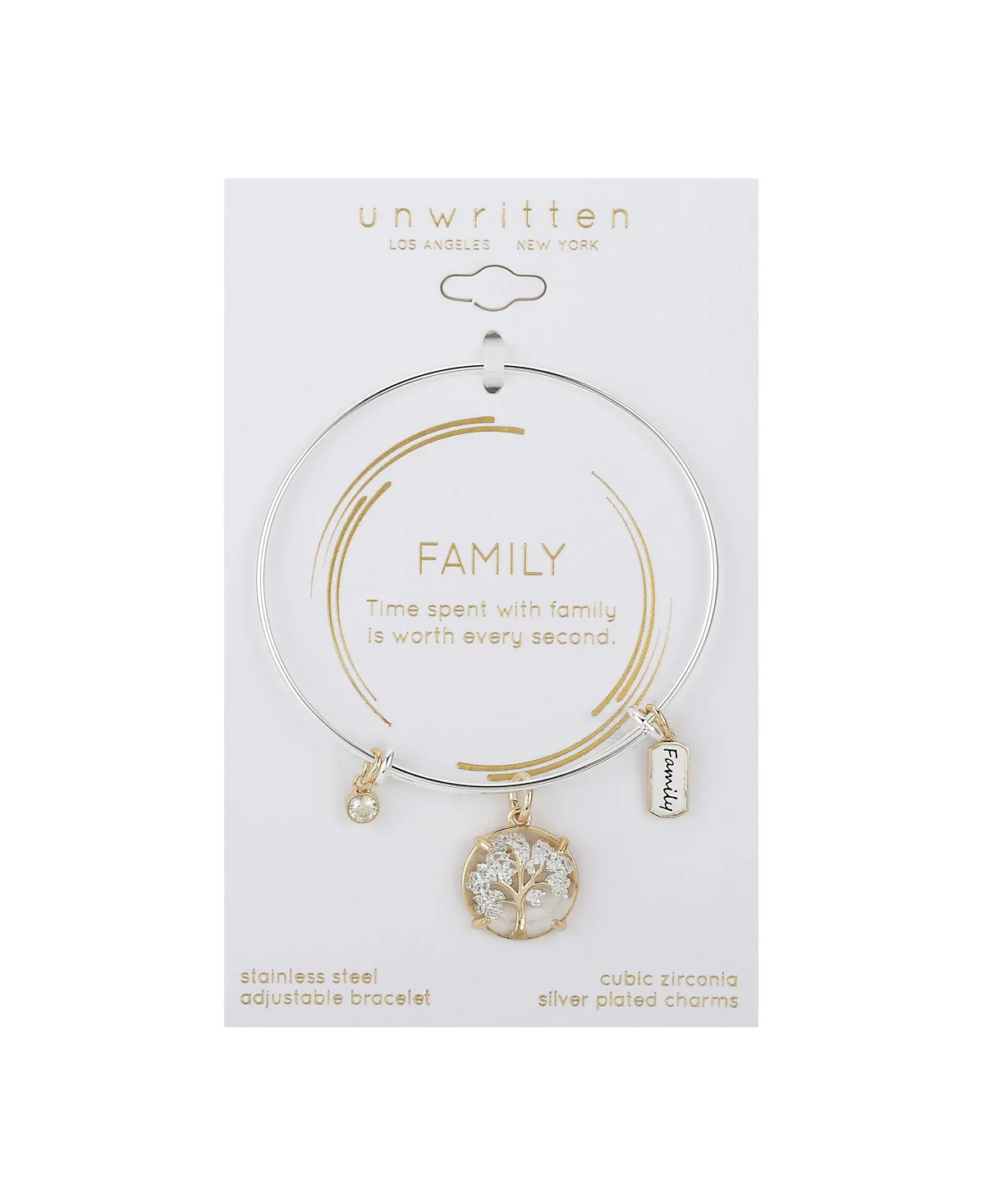 Ненаписанное генеалогическое древо С регулируемым браслетом из кубического циркония Из Нержавеющей стали и позолоченными подвесками