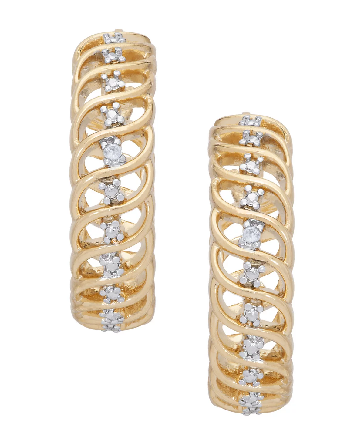 Серьги-кольца с бриллиантовым акцентом 7390₽