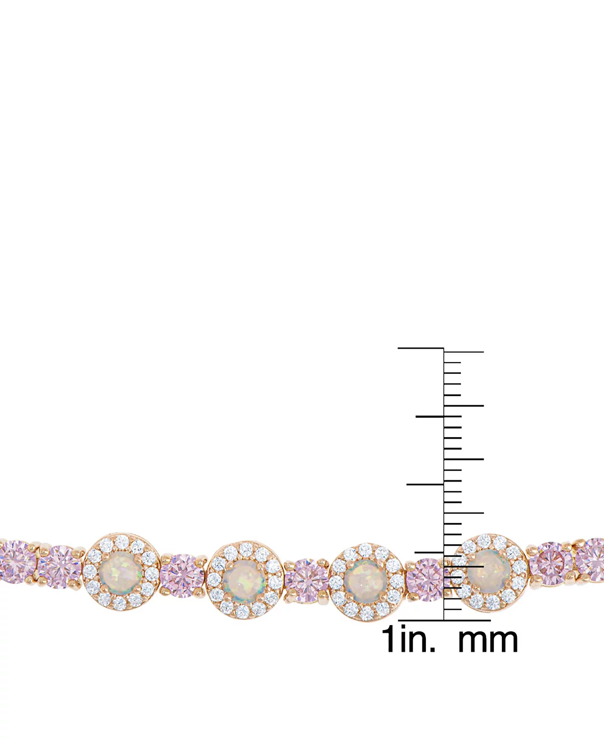 Круглый регулируемый браслет-боло с имитацией опала и розового кубического циркония из тонкой пластины розового золота