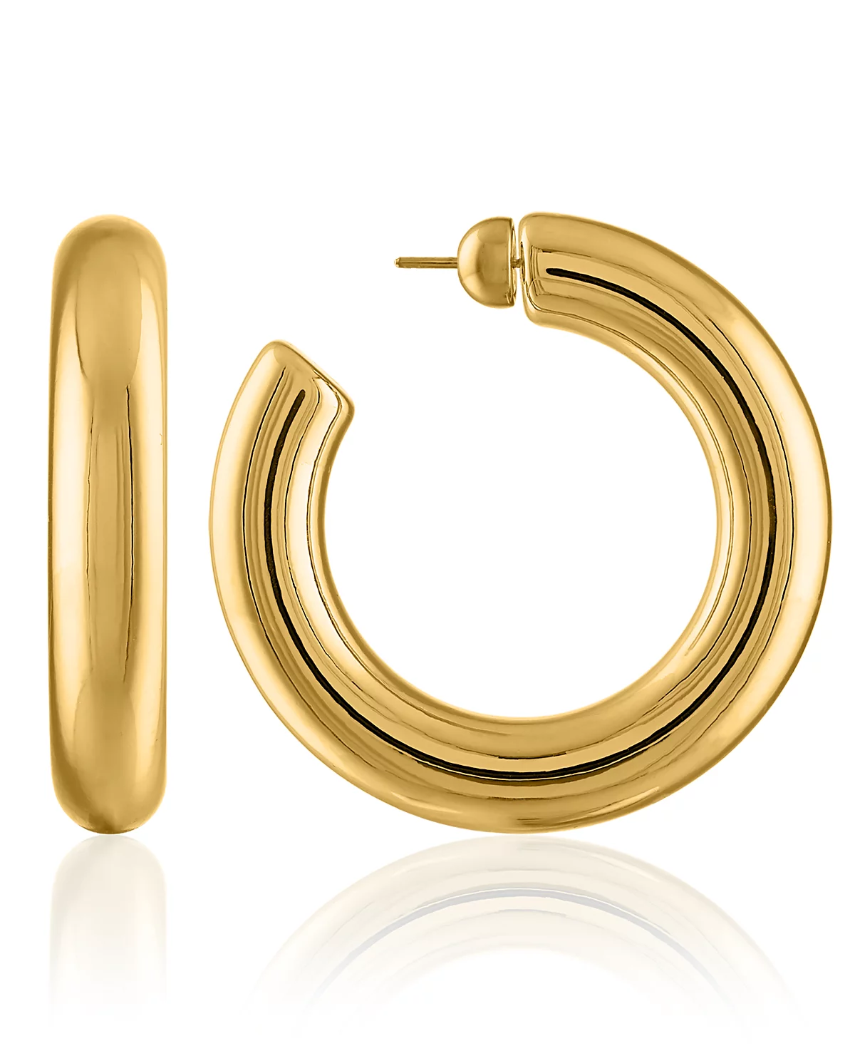 Женские пухлые серьги-кольца из латуни с позолотой 18 карат выполненные в виде колец из латуни 20690₽