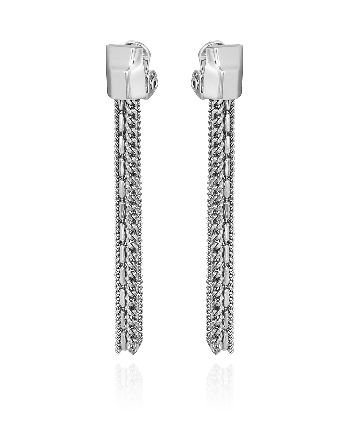 Серьги-капли Vince Camuto со смешанной серебристой цепочкой и кисточками-клипсами 5290₽