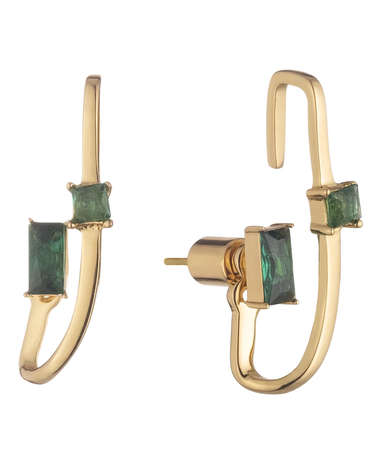 ЮВЕЛИРНЫЕ ИЗДЕЛИЯ BONHEUR Camille с зелеными кристаллами, серьги-футляры для ушей