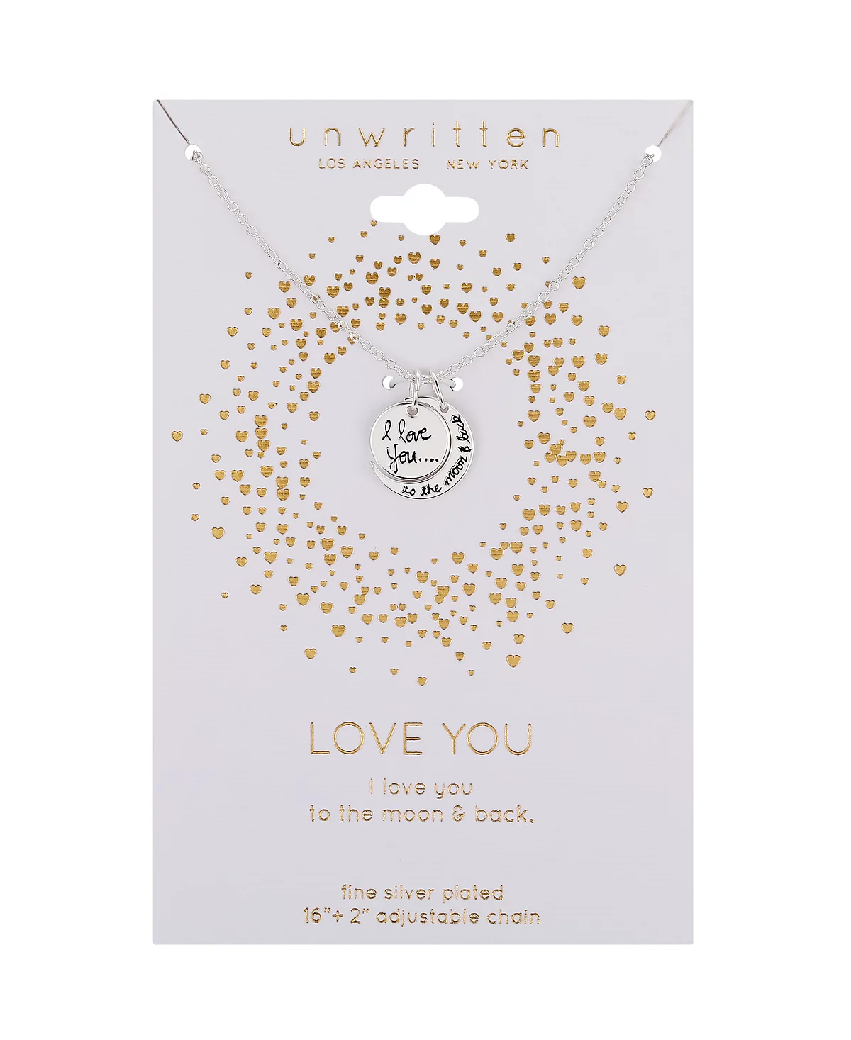 Неписаная надпись из посеребренной латуни Я люблю тебя до Луны и обратно на колье-подвеске с удлинителем 3990₽