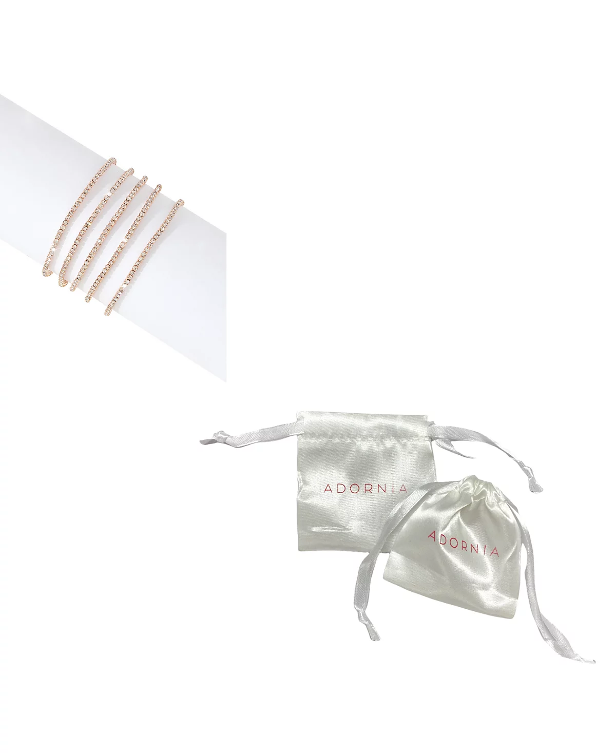 Женский комплект эластичных браслетов ADORNIA из хрусталя с позолотой 14 Карат 2 штуки 3690₽