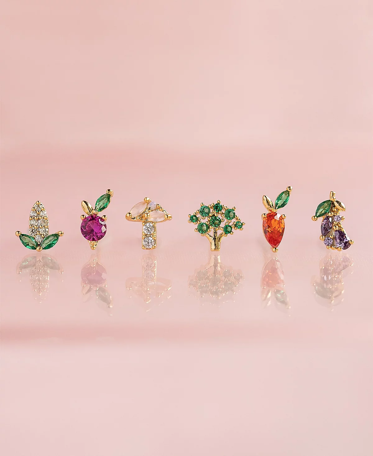 Набор вегетарианских сережек-гвоздиков для команды девочек с Фермерского рынка 12390₽