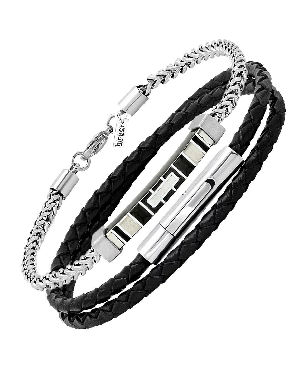 тонкий плетеный браслет-обертка из натуральной кожи hickey by HICKEY FREEMAN, комплект из 2 предметов